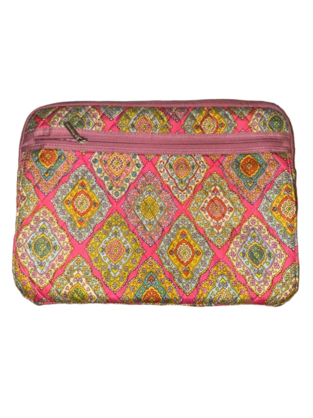 Pink Patterned Quilted laptop pouch